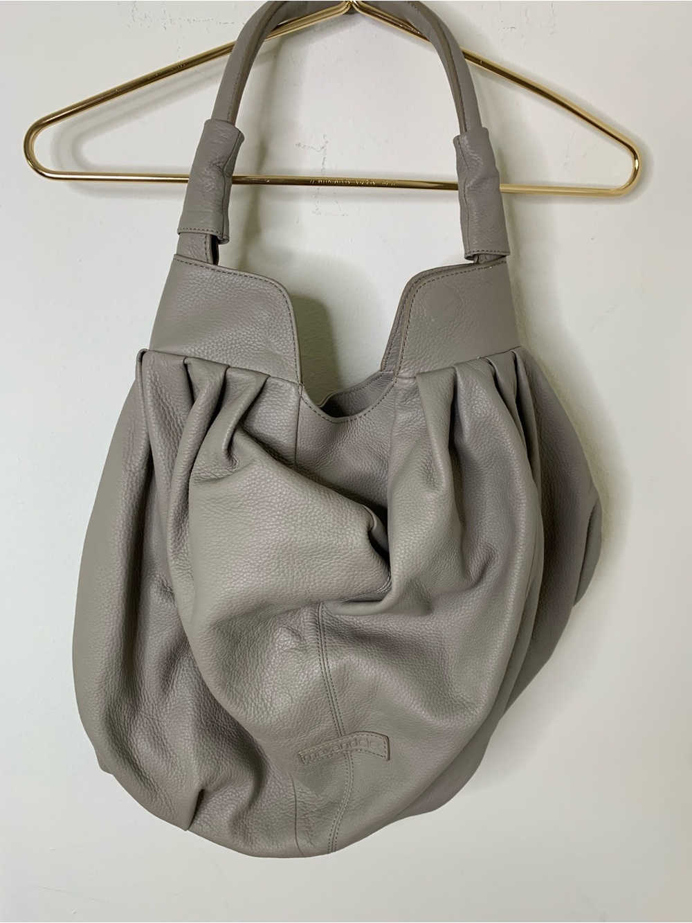 Max & Cleo purse vintage leather NWT Pleated large Shoulder Bag Light Gray